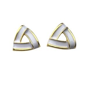 Gold and Light Purple Triangle Earrings Studs